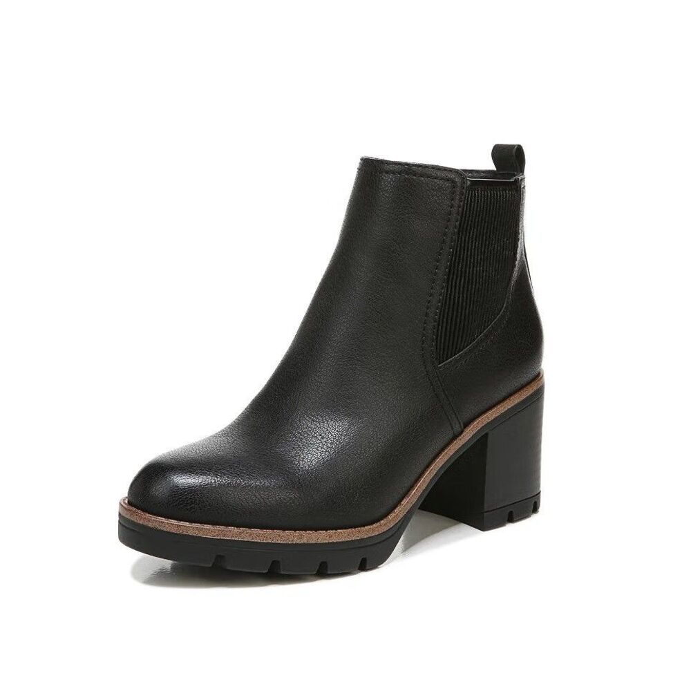 Naturalizer Womens 9.5 M Black Madalynn Gore Block Heel Ankle Booties NIB QK8